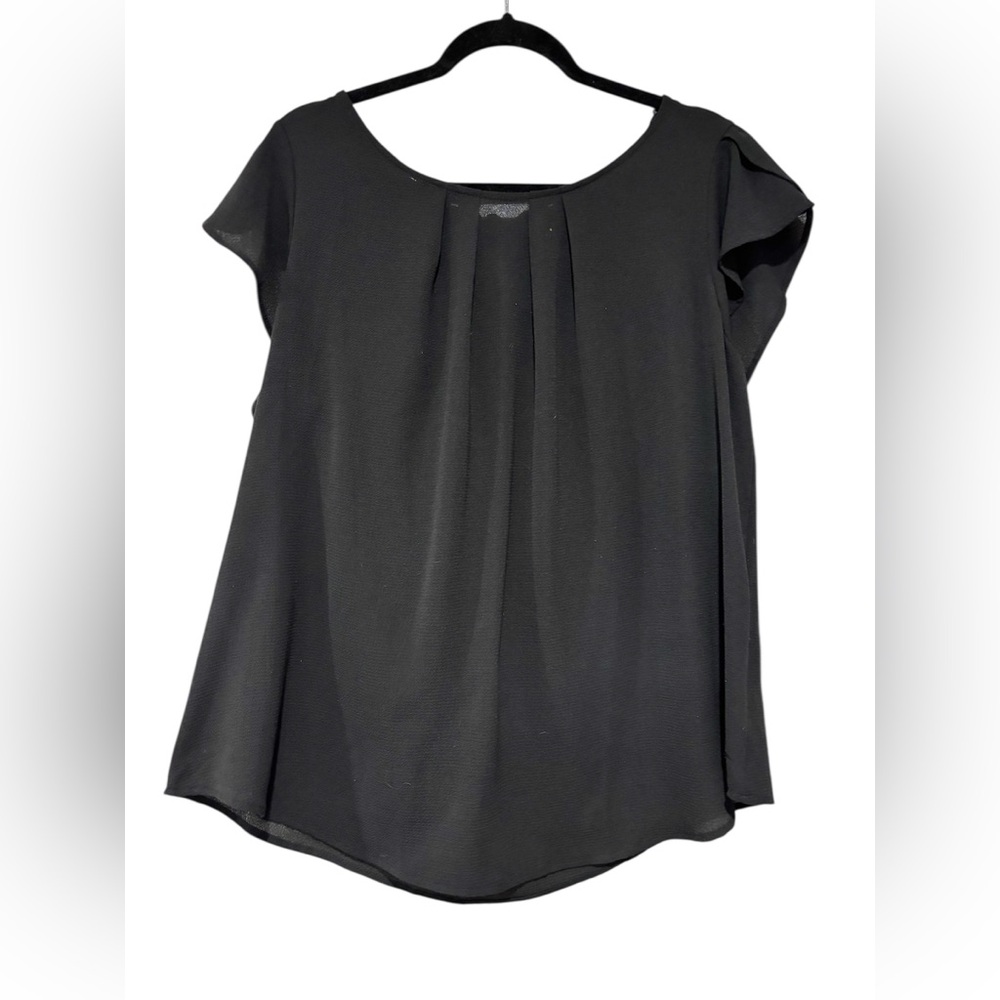 Le Rouge Black Flutter Sleeve Relaxed Blouse XL